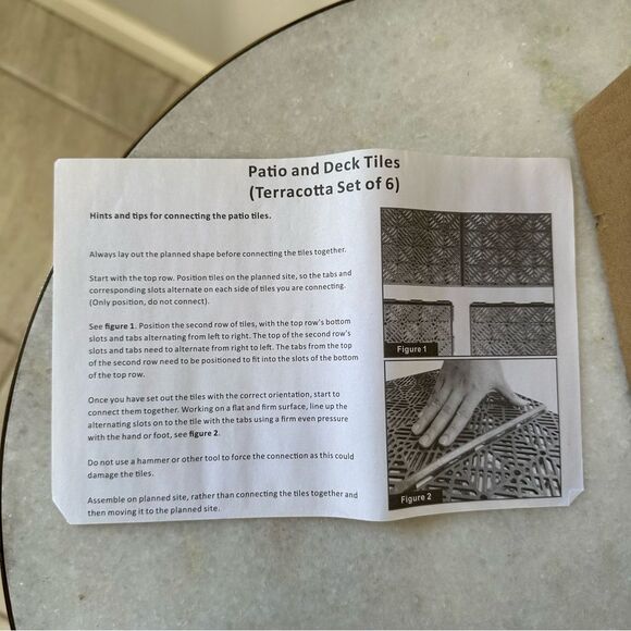 Pure Garden 6 Pack Polypropylene Interlocking Patio Deck Tiles Terracotta - Picture 5 of 6